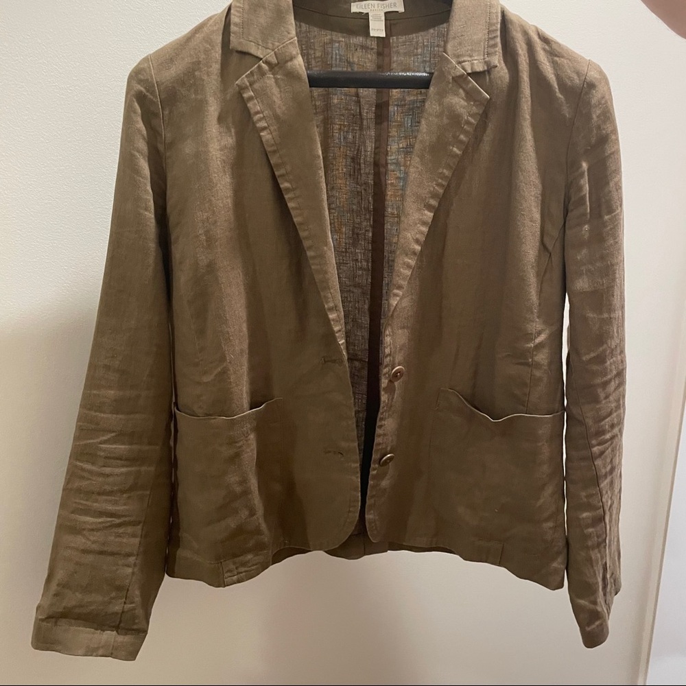 Organic Linen Eileen Fisher Olive Blazer